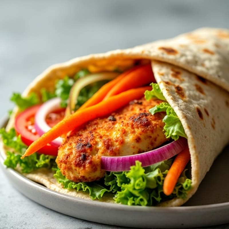 Crispy Buffalo Chicken Wraps with Fresh Vegetables