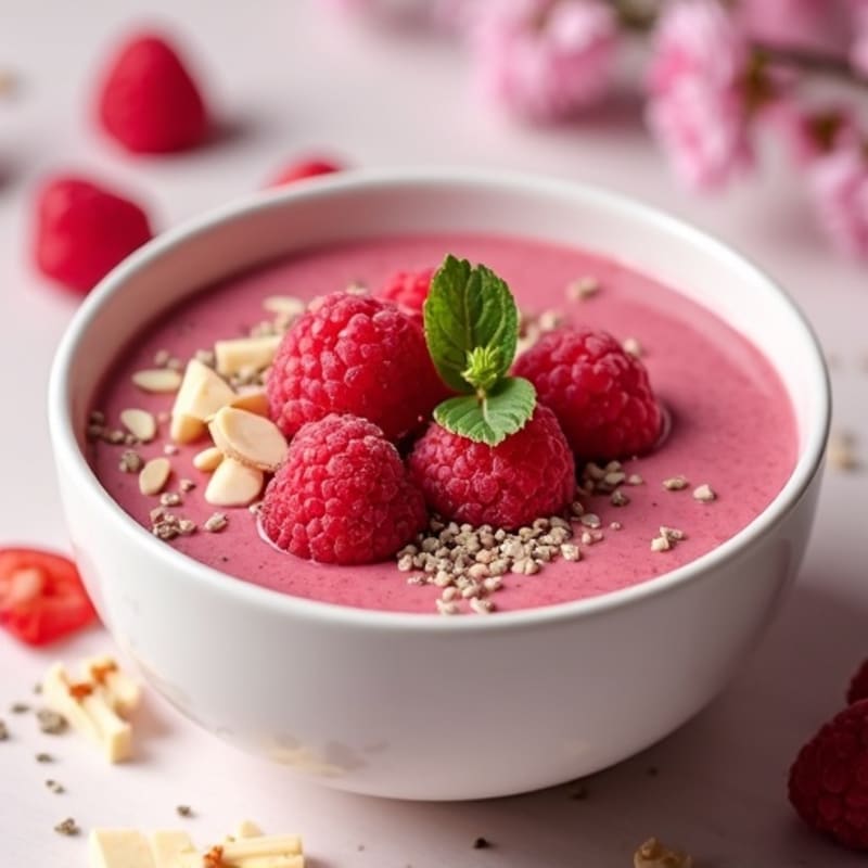 Creamy Raspberry White Chocolate Protein Smoothie Bowl