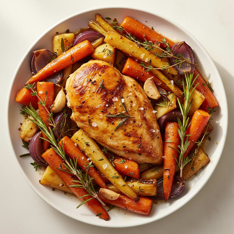 Garlic Herb Roasted Chicken with Root Vegetables