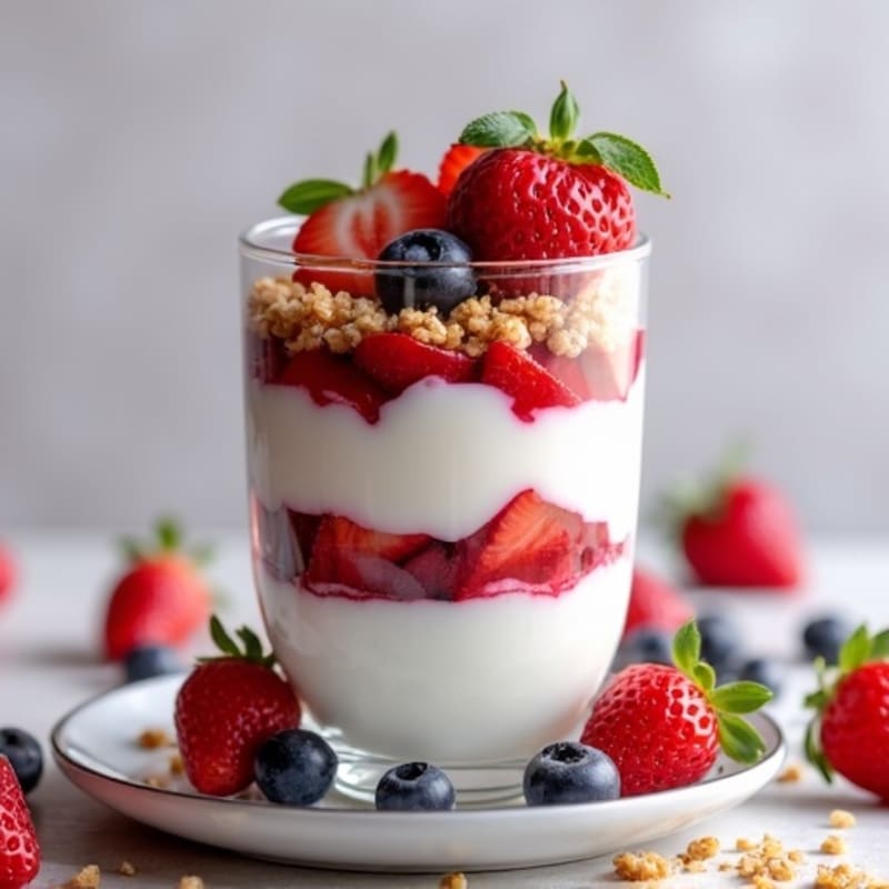 Greek Yogurt Protein Parfait with Mixed Berries