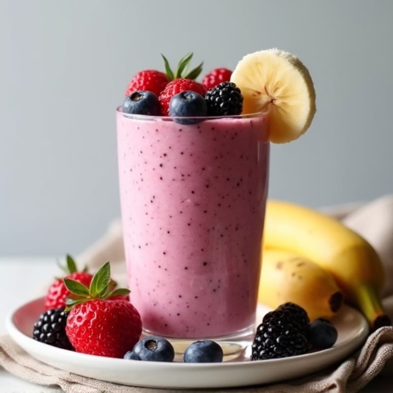 Silky Tofu Protein Smoothie with Chia and Berries