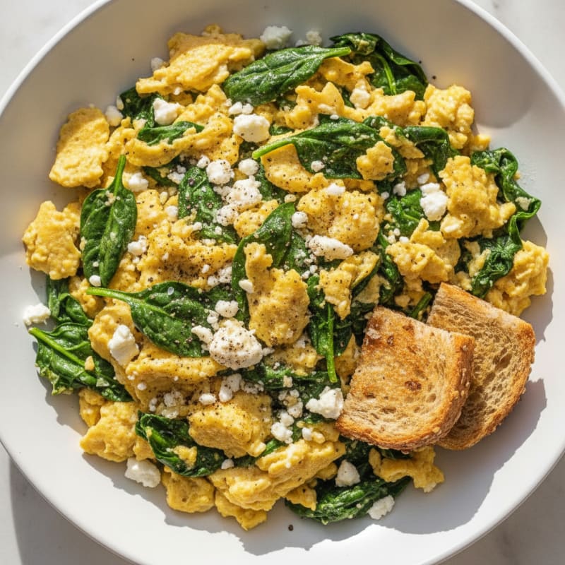 High-Protein Spinach and Feta Scramble