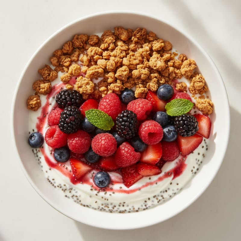 Creamy Greek Yogurt Parfait with Mixed Berries and Chia Seeds
