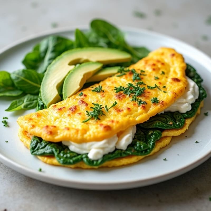 Egg White Omelette with Cottage Cheese and Spinach