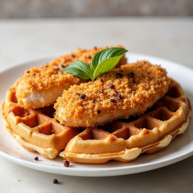Healthy Crispy Chicken with Whole Grain Waffles