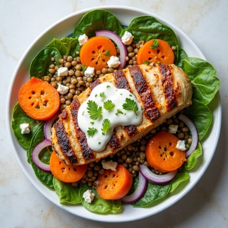 Warm Roasted Carrot and Lentil Salad with Creamy Lemon Dressing