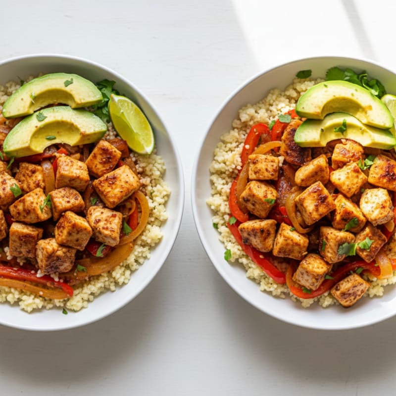 Crispy Avocado Chicken Fajita Bowls