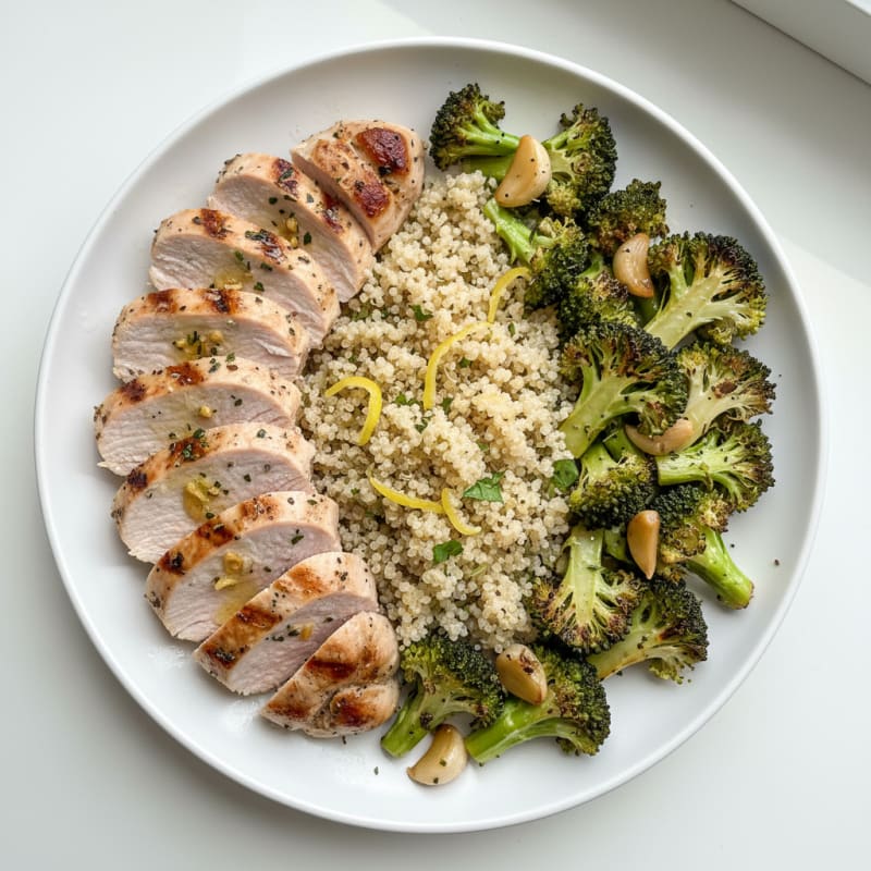 Grilled Turkey Breast with Roasted Broccoli and Quinoa