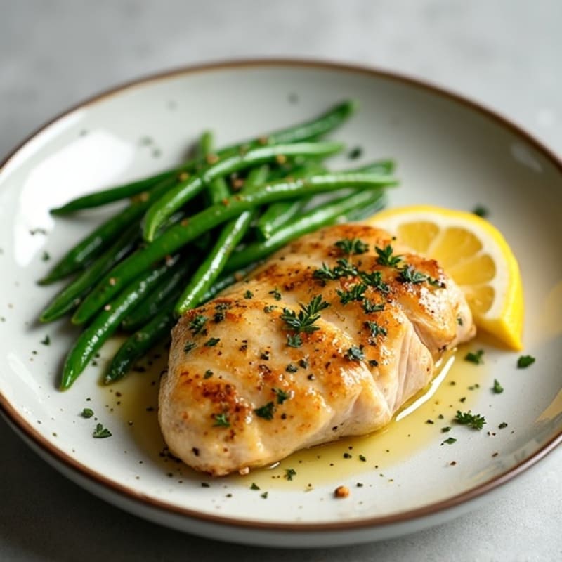 Lemon Herb Roasted Chicken with Crispy Green Beans