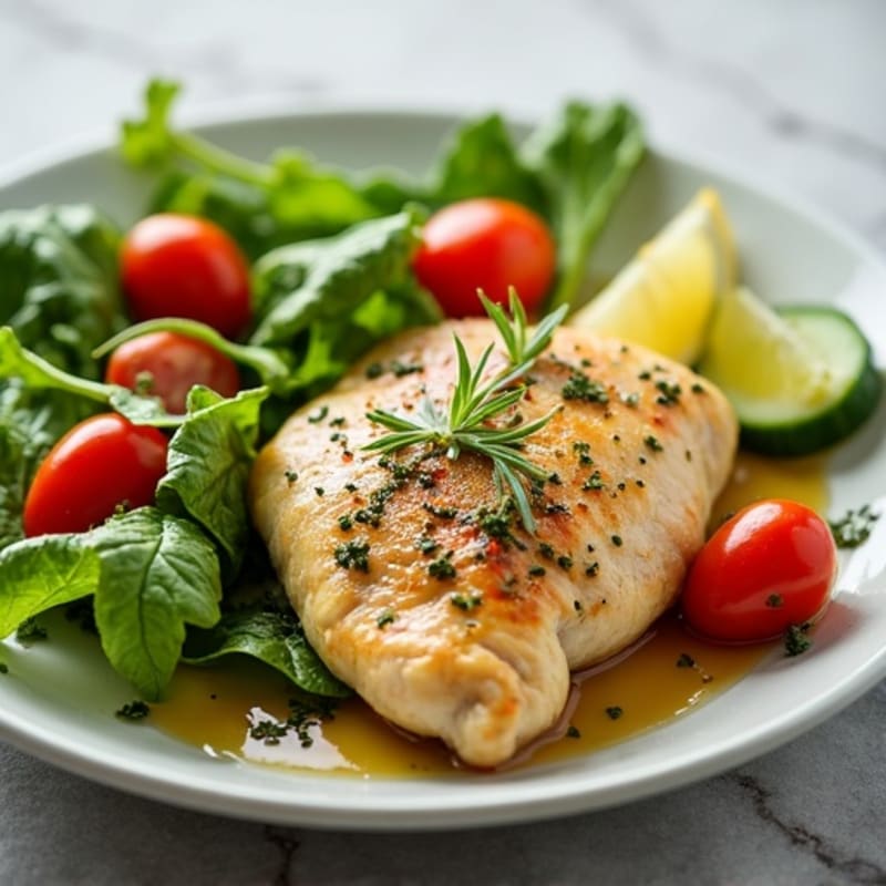Lemon Herb Roasted Chicken with Fresh Garden Salad