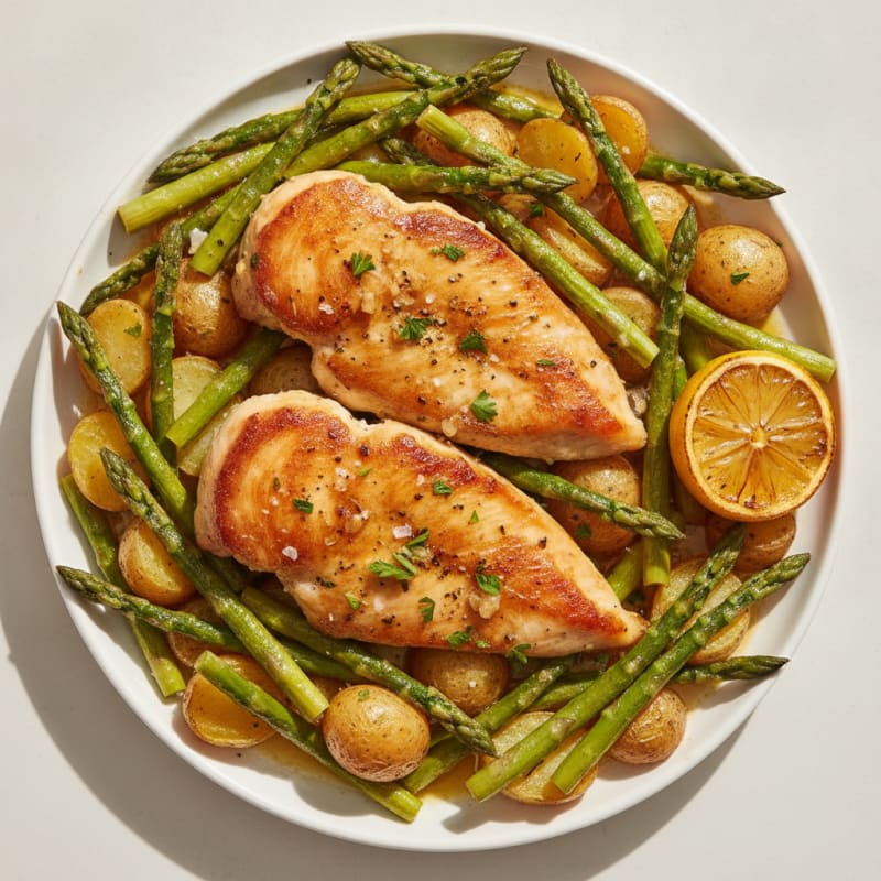 Lemon Herb Roasted Chicken and Asparagus