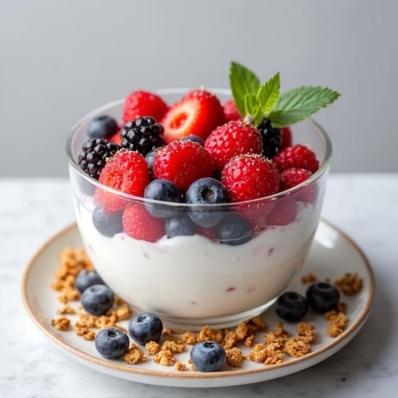 Greek Yogurt Parfait with Chia Seeds and Mixed Berries