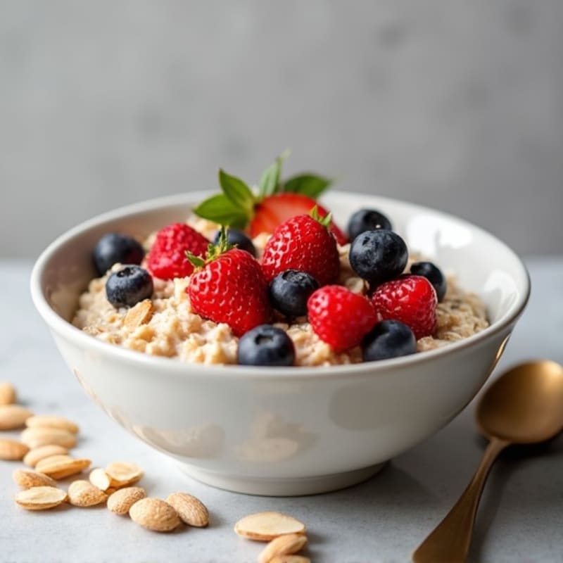 Creamy Protein Oatmeal with Berries and Toasted Almonds