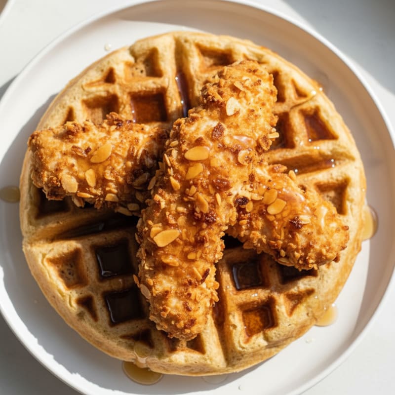 Golden Crispy Chicken and Waffles