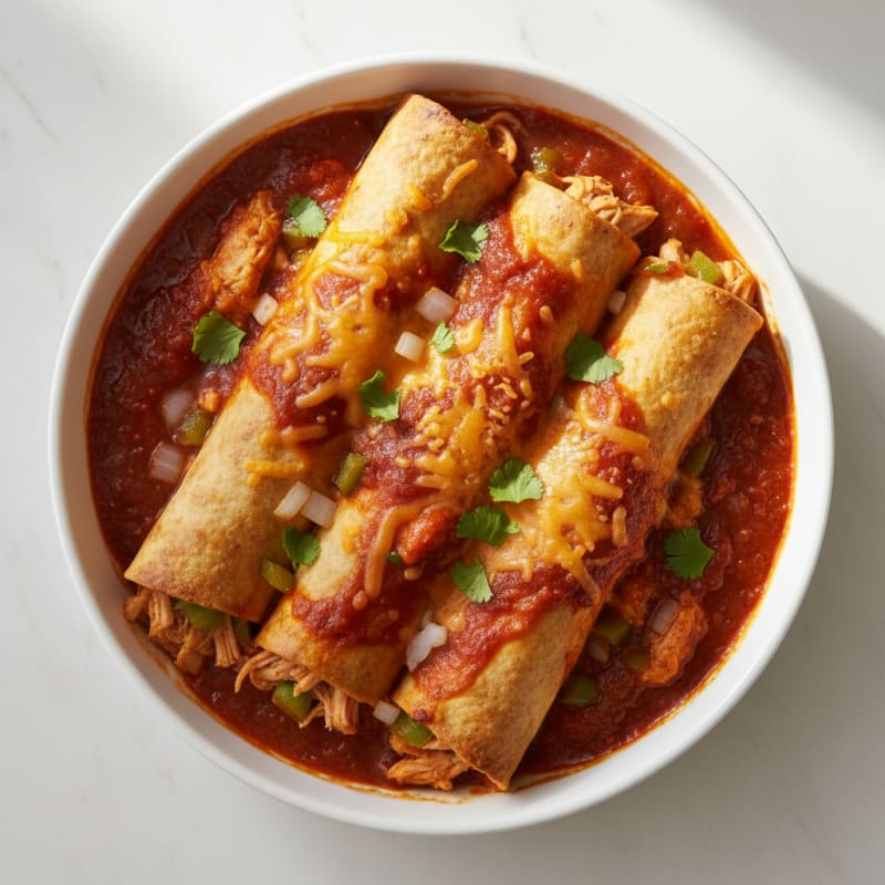 Chicken Enchiladas with Red Chili Sauce