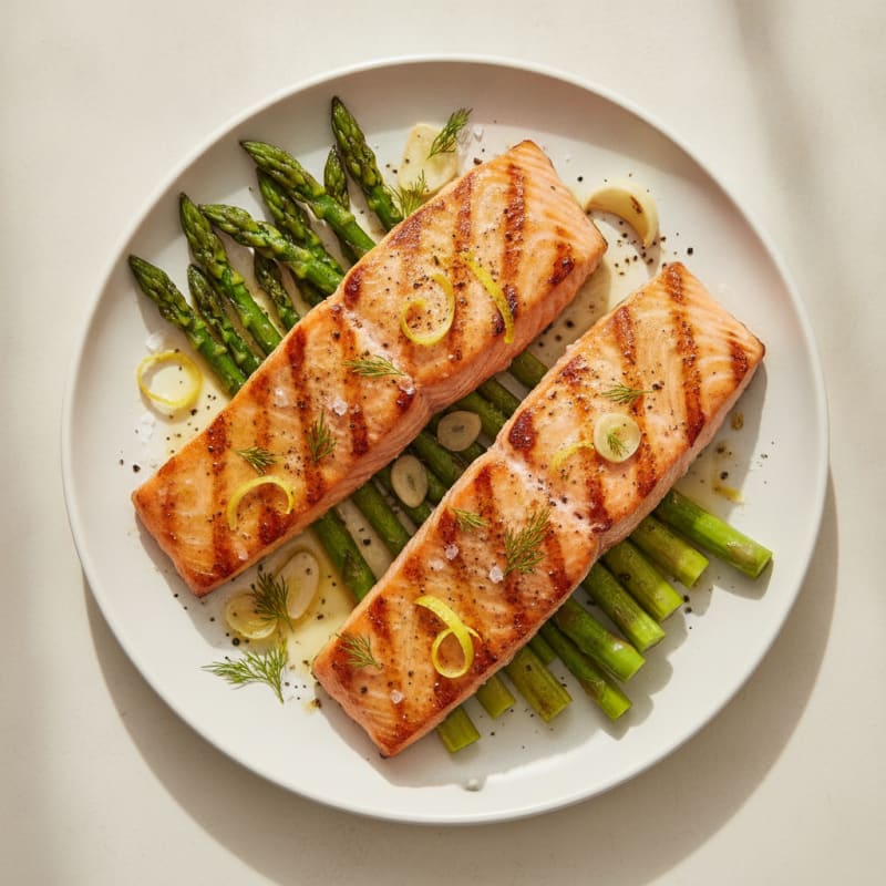Lemon Herb Grilled Salmon with Asparagus