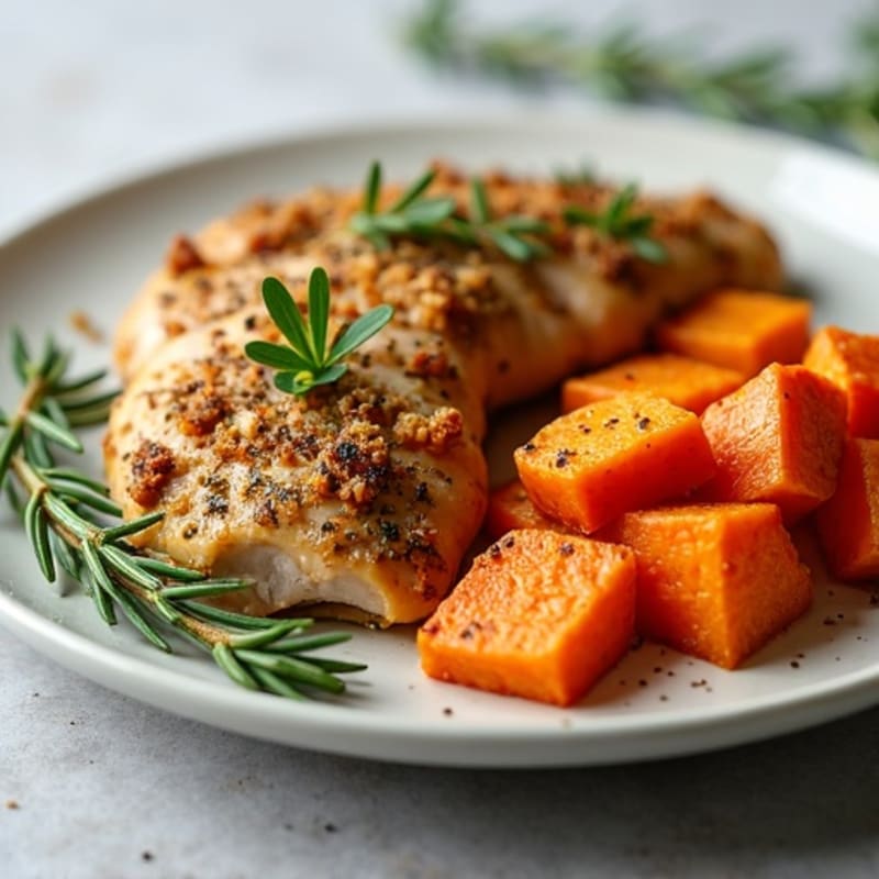 Herb-Crusted Turkey Breast with Roasted Sweet Potatoes