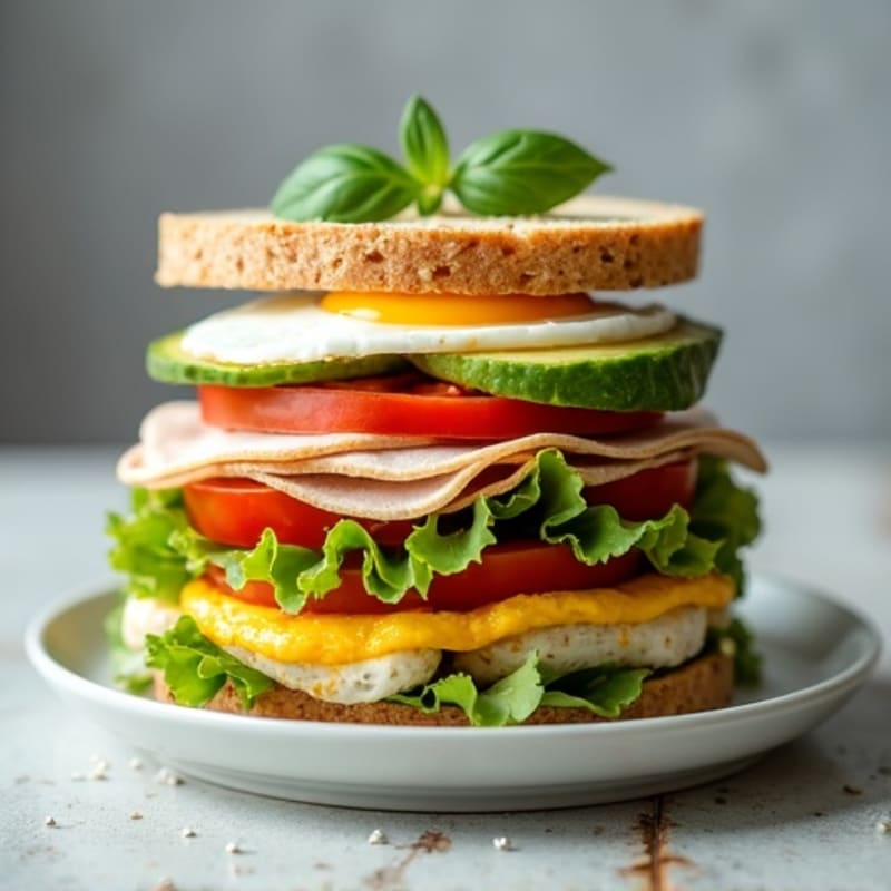 Stacked Turkey Club with Fresh Herbs