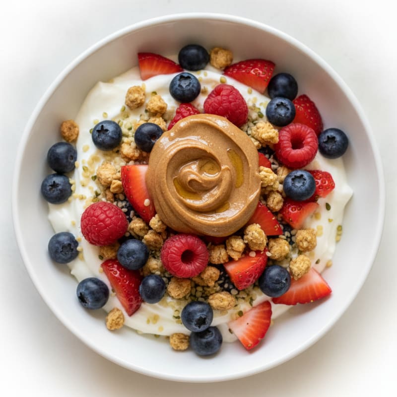 Creamy Greek Yogurt Parfait with Mixed Berries and Almond Butter
