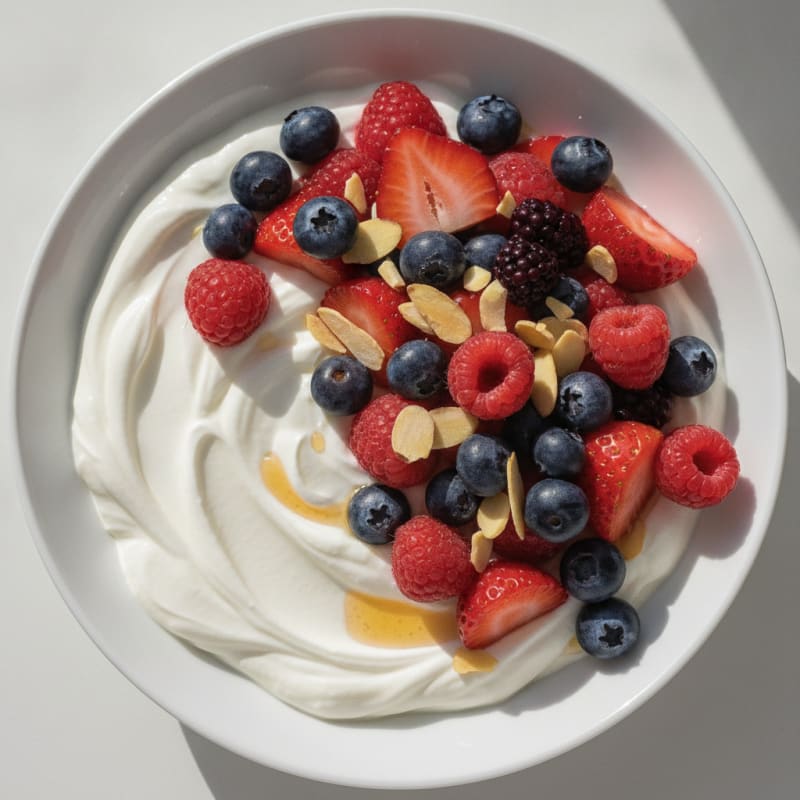 Greek Yogurt Protein Pudding with Mixed Berries