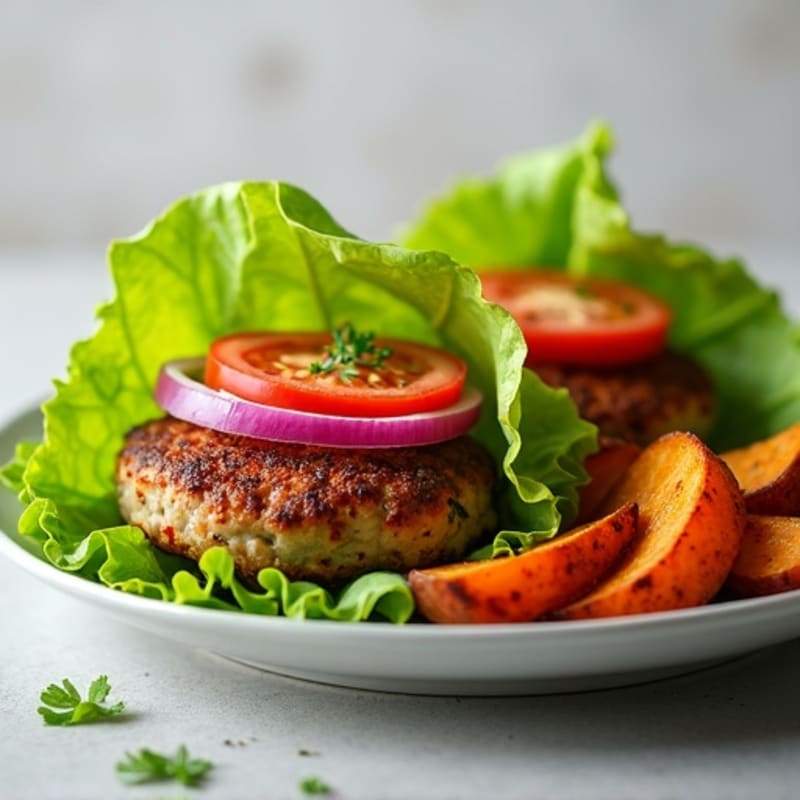 Lean Turkey Burger with Crispy Sweet Potato Wedges