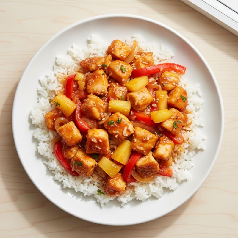 Sweet and Sour Chicken with Pineapple Rice