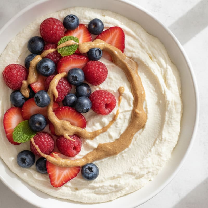Greek Yogurt Protein Mousse with Mixed Berries