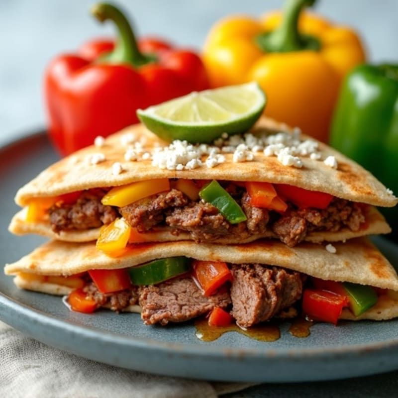 Spicy Lime Steak Quesadillas with Bell Peppers
