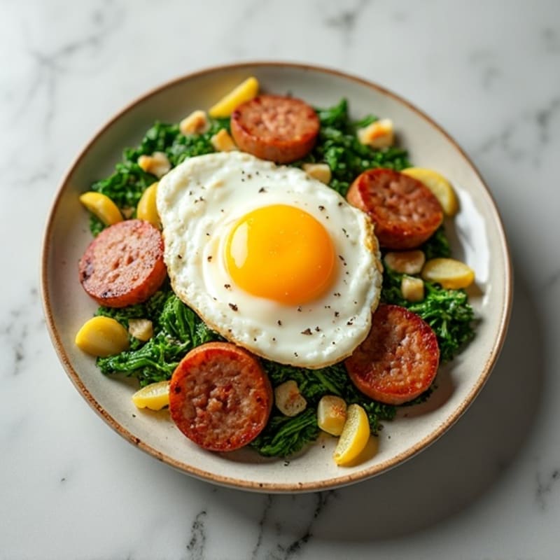 Egg White Scramble with Spinach and Turkey Sausage