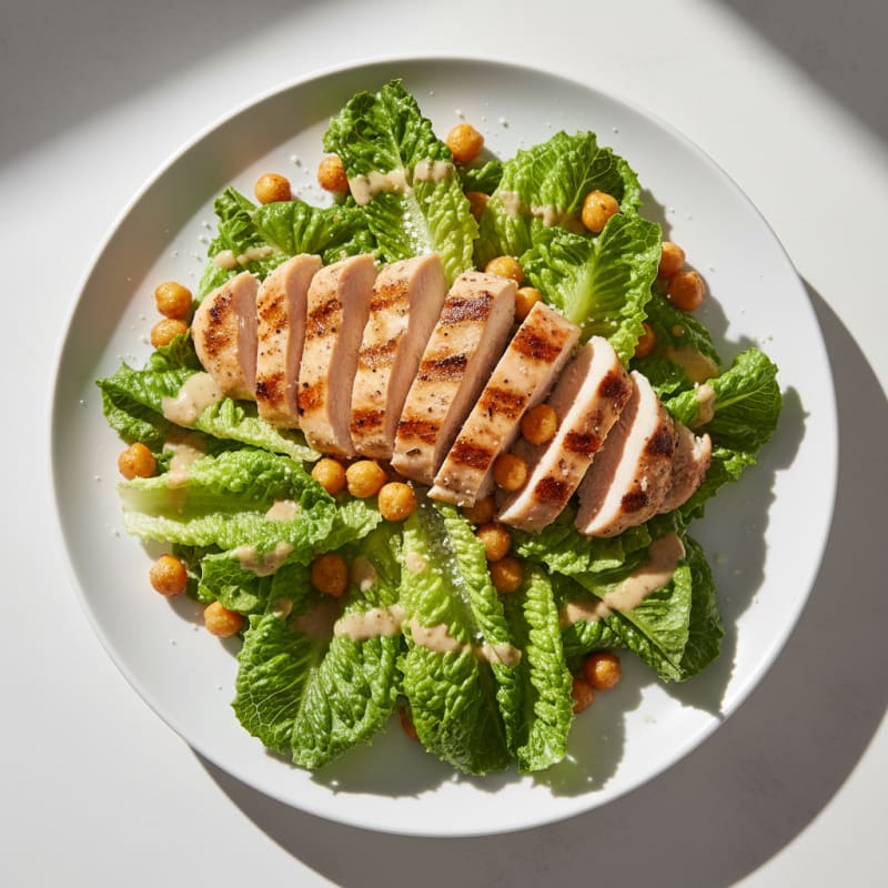 Crispy Romaine Caesar Salad with Grilled Chicken