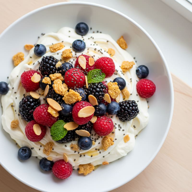 Creamy Greek Yogurt Protein Pudding with Berries