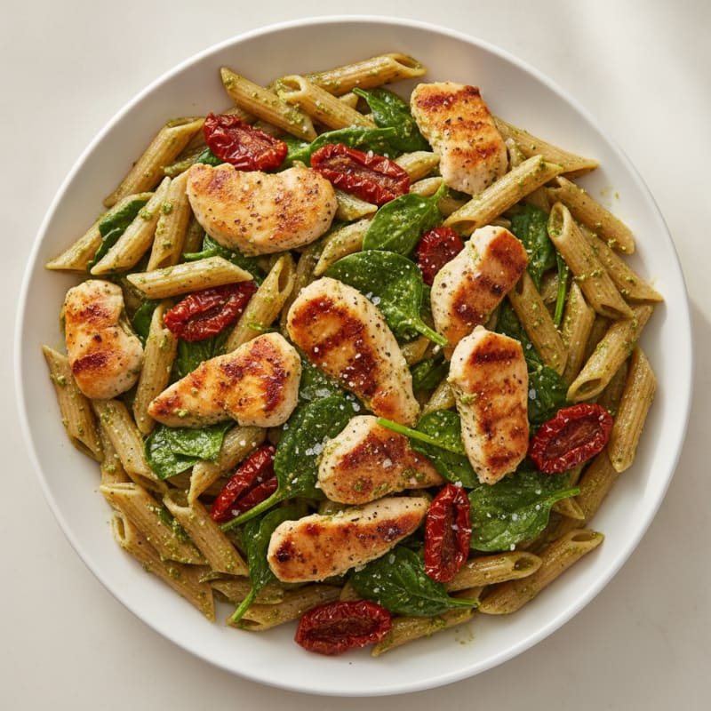Pesto Chicken Pasta with Sun-Dried Tomatoes