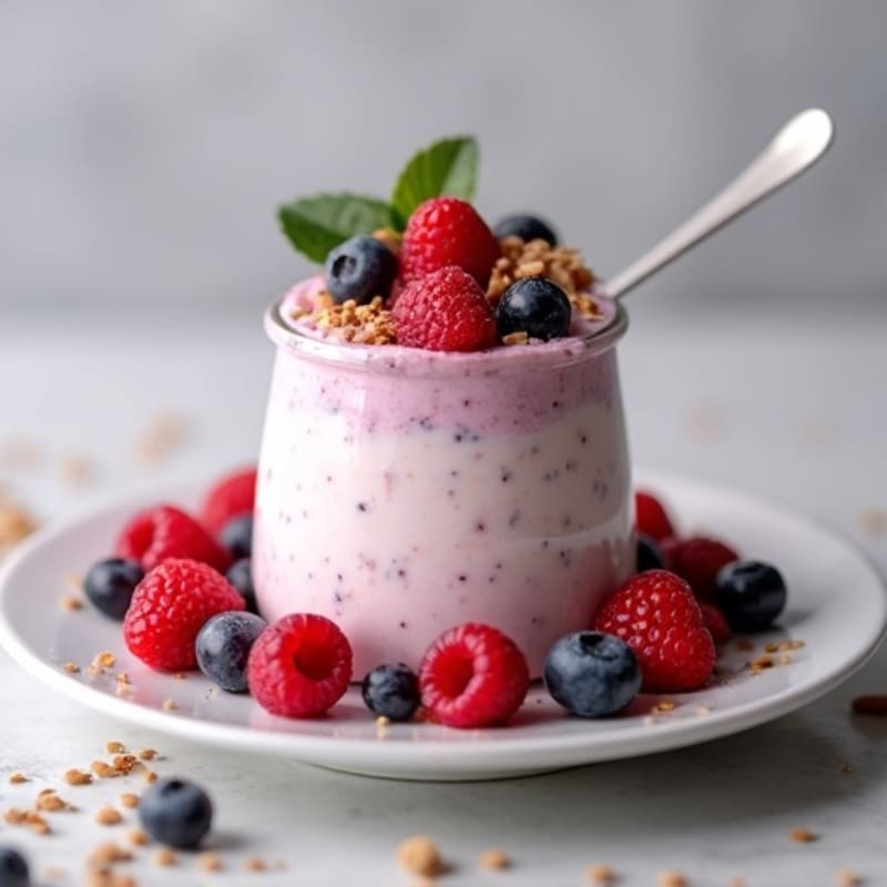 Silky Greek Yogurt Protein Mousse with Mixed Berries