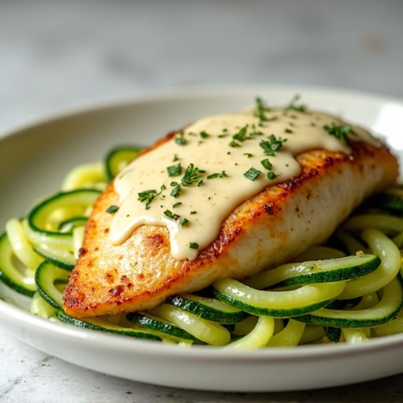Creamy Garlic Parmesan Chicken with Zucchini Noodles