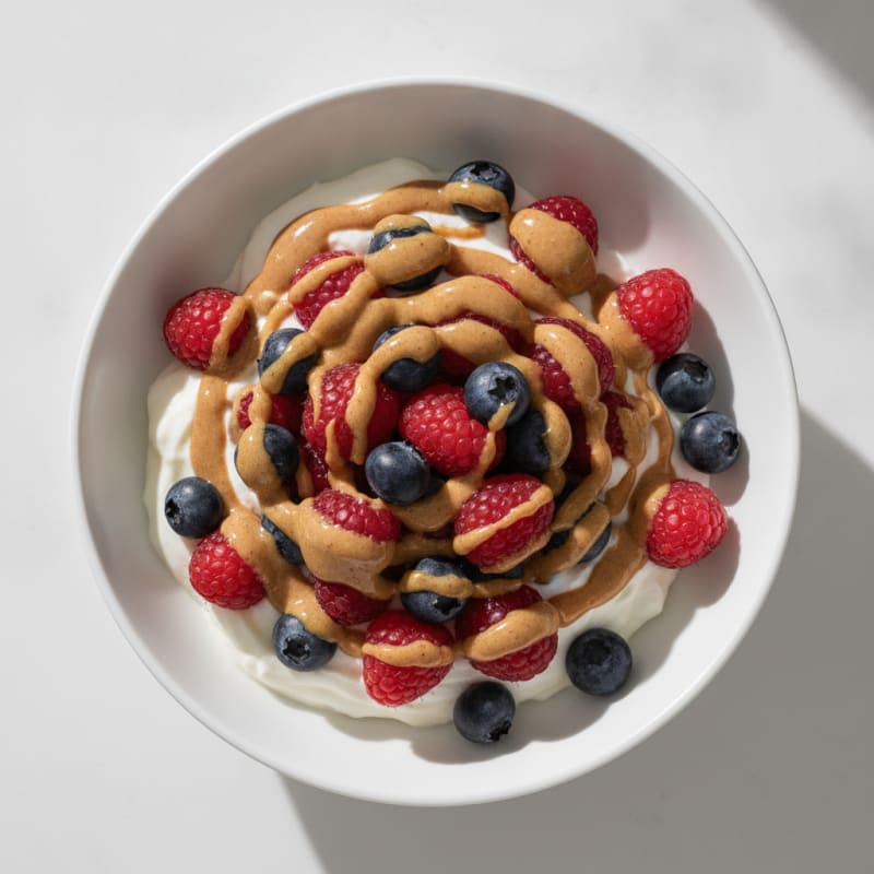 Greek Yogurt Protein Parfait with Berries and Almond Butter