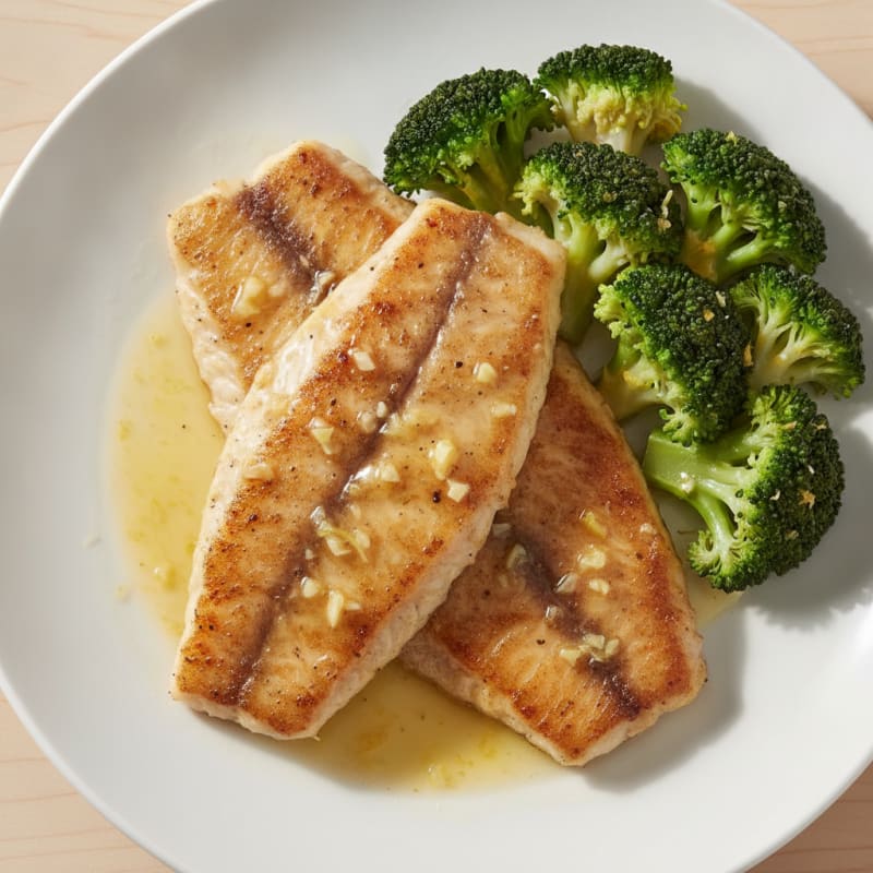 Lemon Garlic Tilapia with Steamed Broccoli