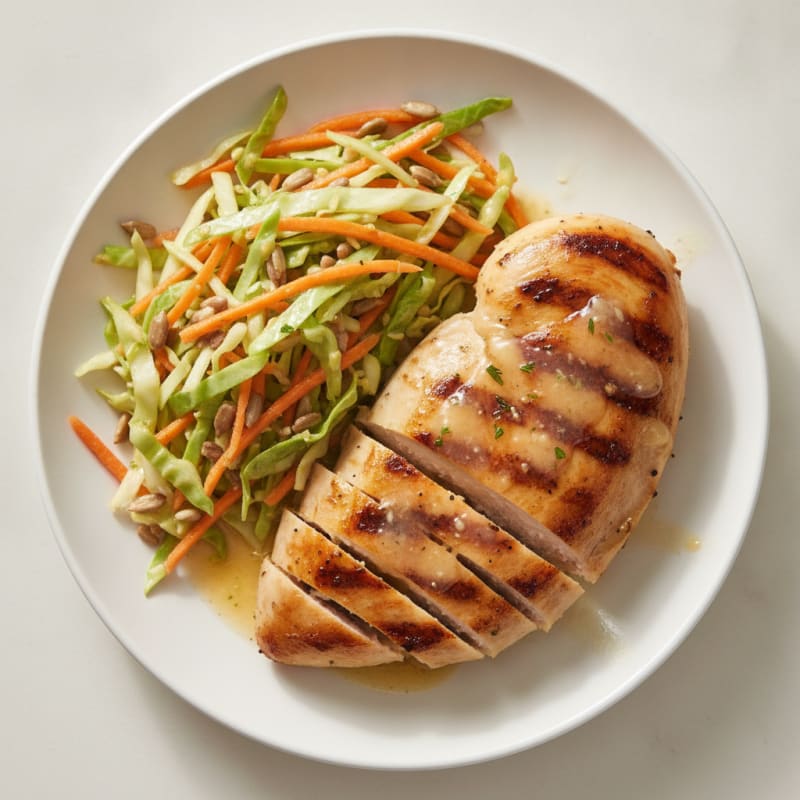 Grilled Chicken Breast with Crunchy Cabbage Slaw