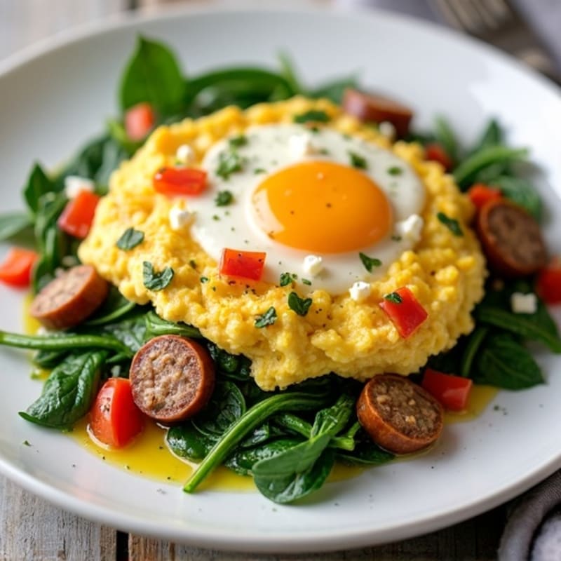 Egg White Scramble with Spinach and Turkey Sausage
