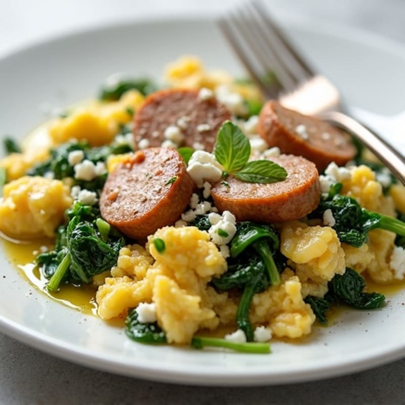 Egg White and Turkey Sausage Scramble with Spinach