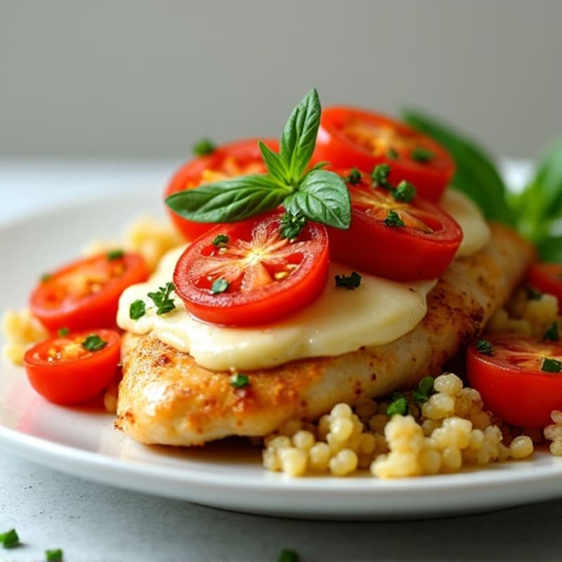 Baked Chicken with Roasted Tomatoes, Fresh Basil, and Melty Mozzarella