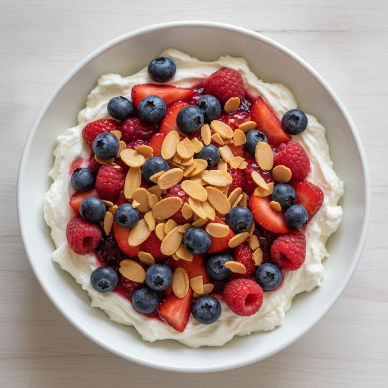 Creamy Greek Yogurt Protein Bowl with Mixed Berries and Almonds