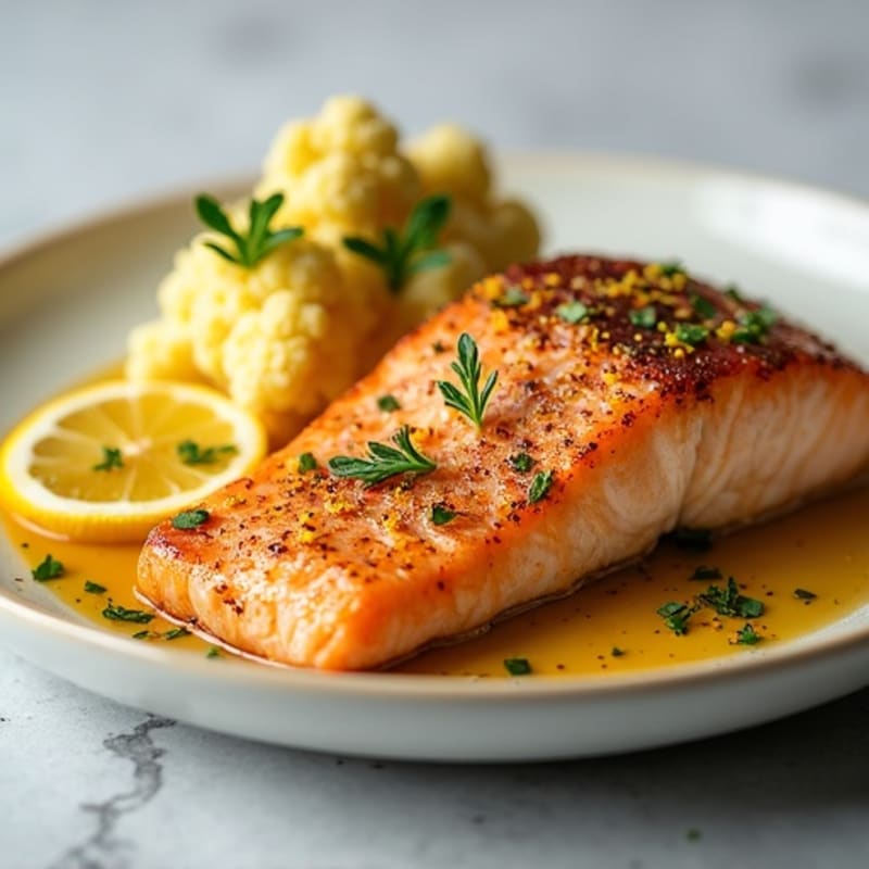 Seared Salmon with Roasted Cauliflower and Lemon Zest