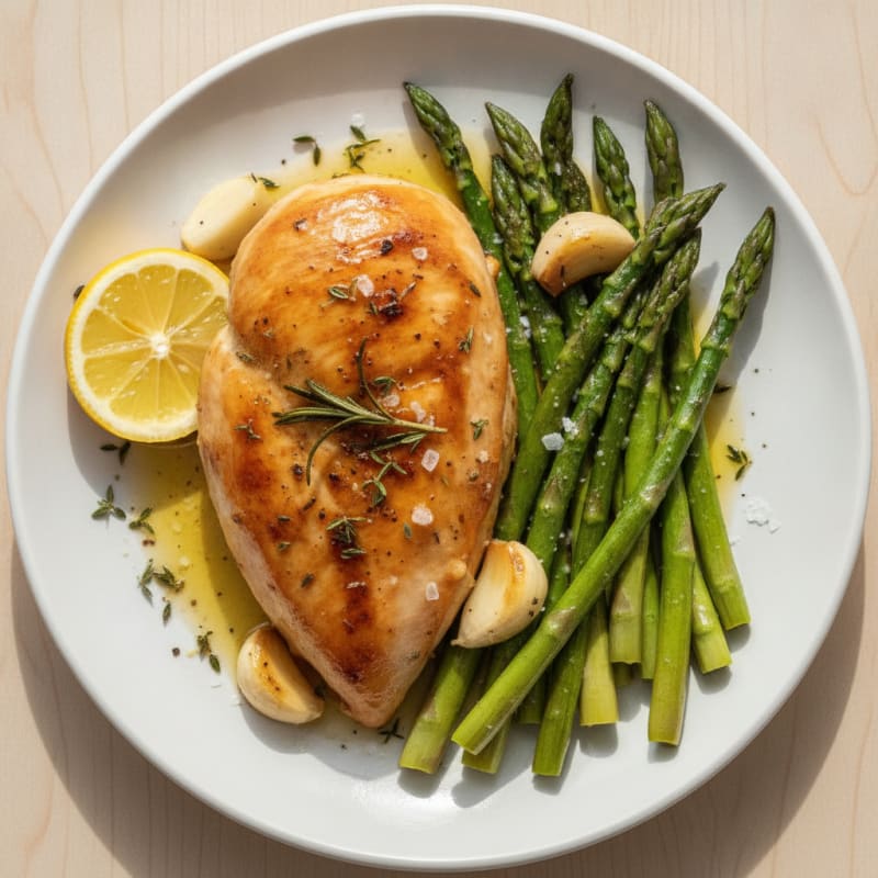 Lemon Herb Roasted Chicken with Asparagus