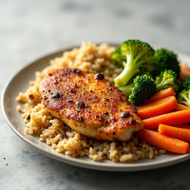 Crispy Chicken and Vegetable Brown Rice Skillet
