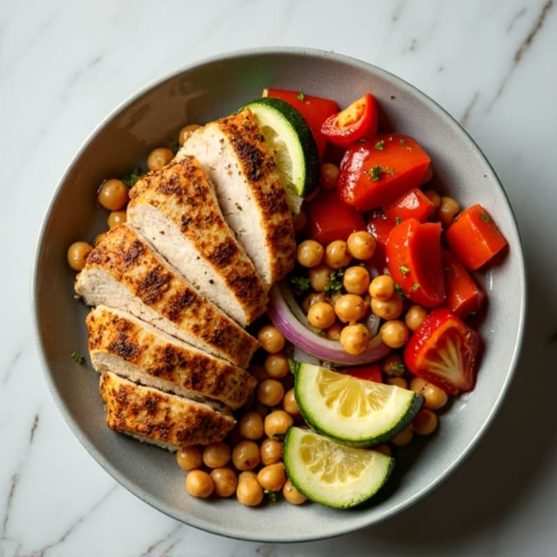 Herb-Spiced Chicken Shawarma Bowl with Roasted Vegetables
