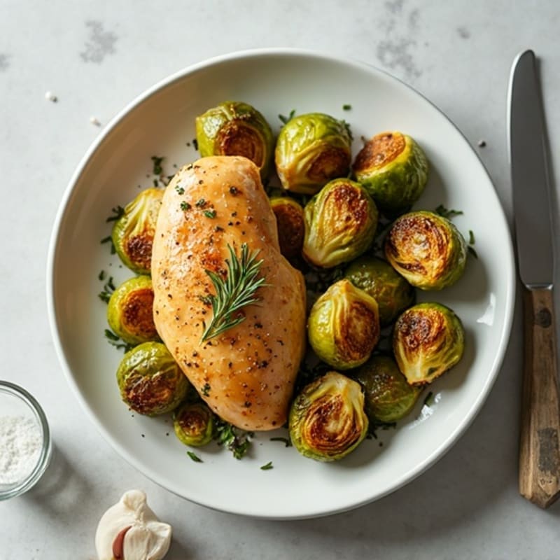 Lemon Herb Roasted Chicken with Crispy Brussels Sprouts