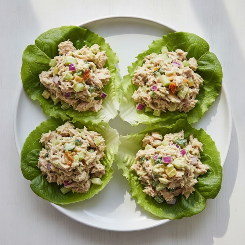 Tuna Salad Lettuce Wraps with Crisp Vegetables