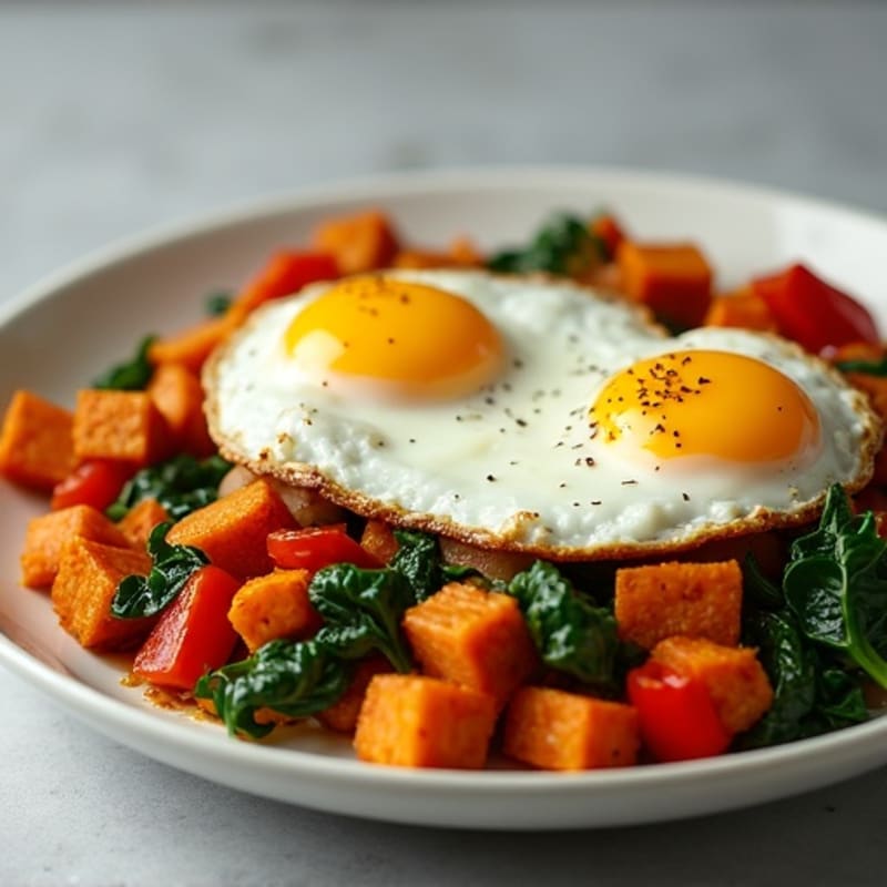 Crispy Sweet Potato Hash with Fried Eggs