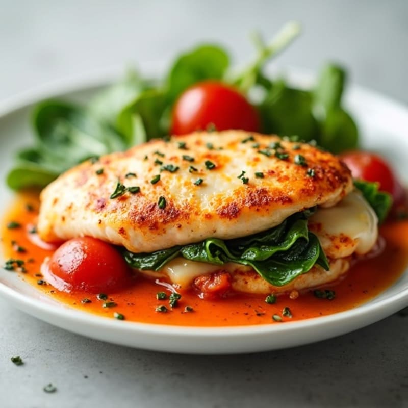 Baked Stuffed Chicken Breast with Savory Turkey Pepperoni and Melty Mozzarella