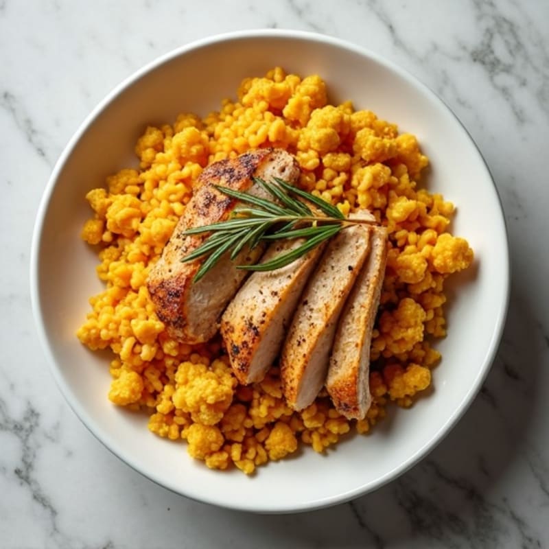 Herb-Seasoned Chicken and Pumpkin Cauliflower Rice Bowl
